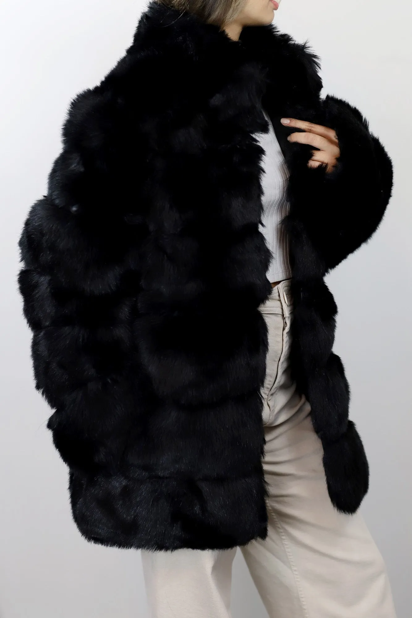 La Fiorentina Faux Fur Jacket - Black