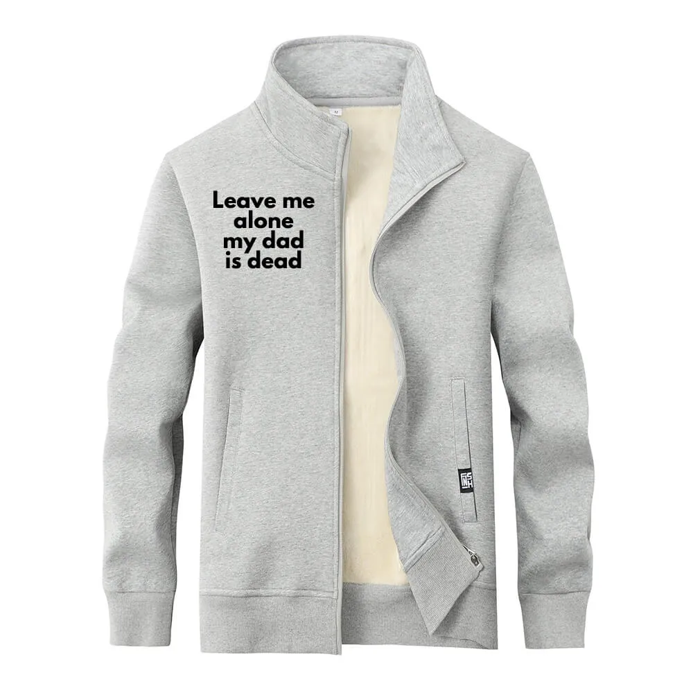 Leave Me Alone Fleece Sherpa Stand Collar Zip Cardigan