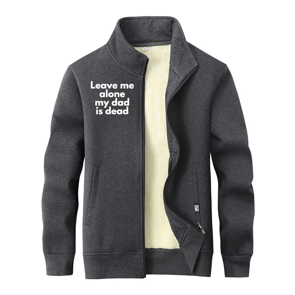 Leave Me Alone Fleece Sherpa Stand Collar Zip Cardigan