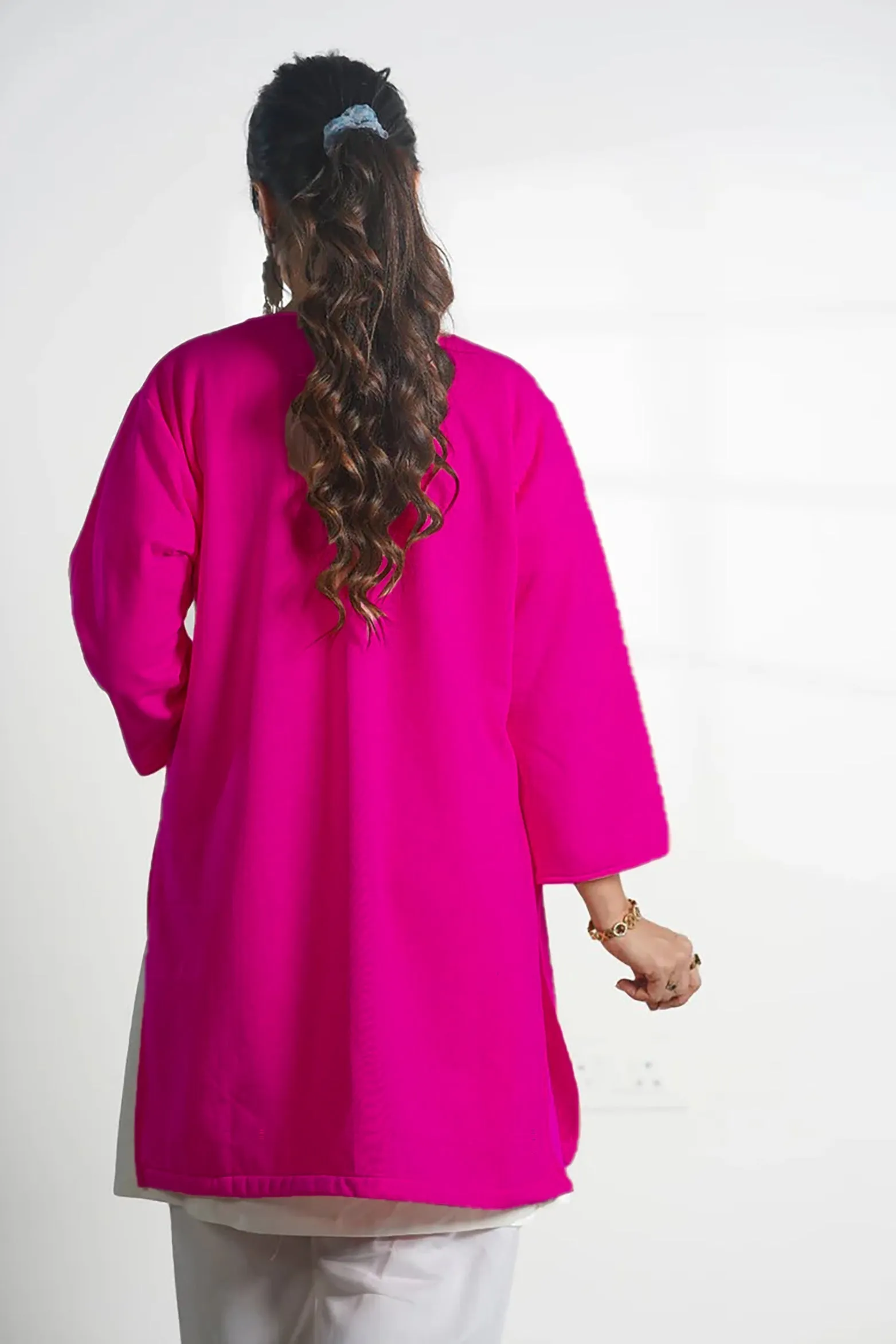 Magenta Longline Shrug - Solid