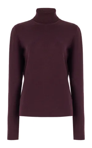 May Knit Turtleneck in Deep Bordeaux Merino Wool Cashmere