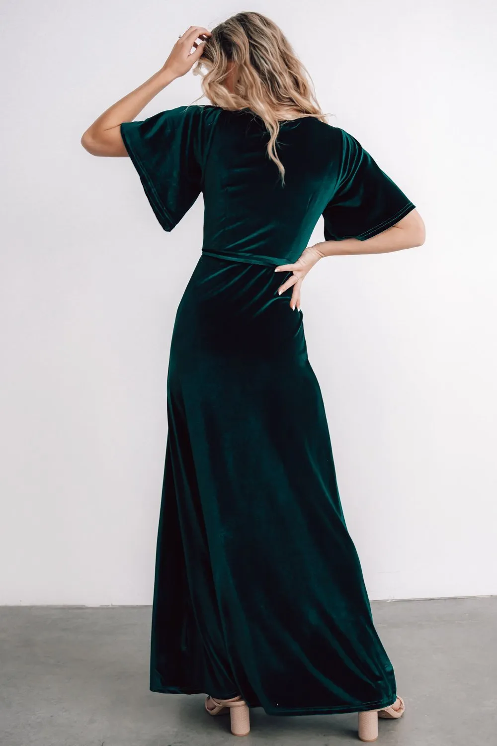 Meghan Velvet Wrap Maxi Dress | Emerald