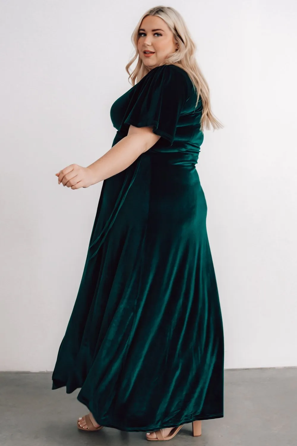 Meghan Velvet Wrap Maxi Dress | Emerald