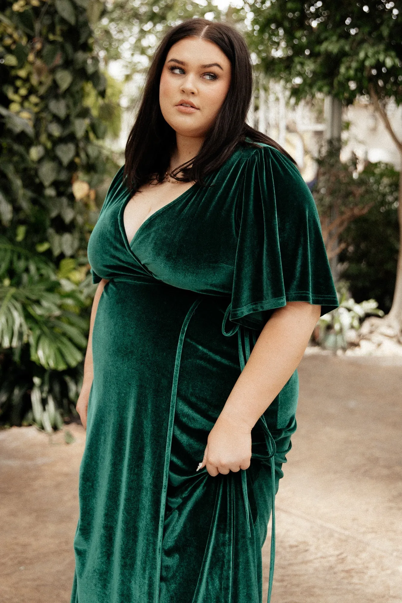 Meghan Velvet Wrap Maxi Dress | Emerald