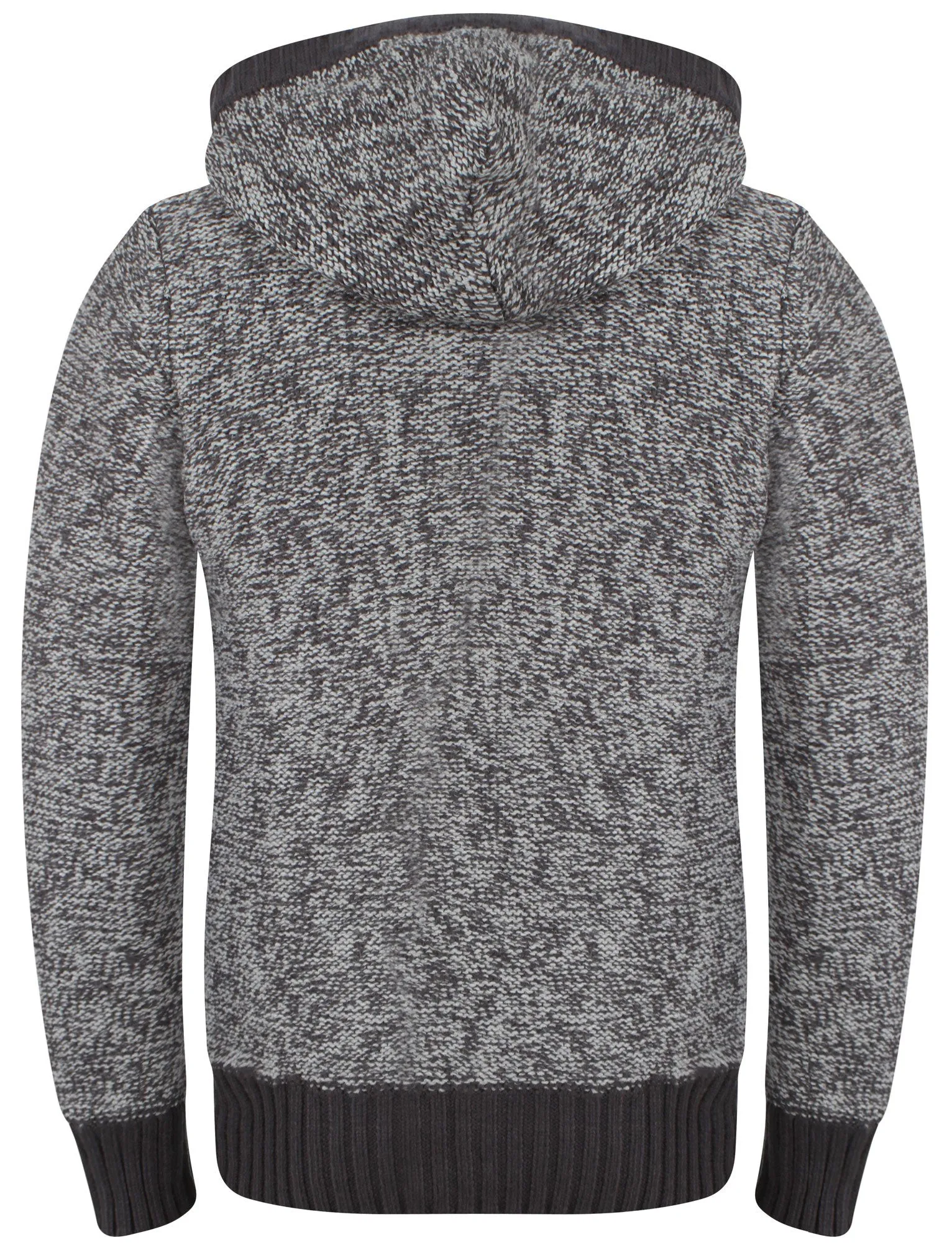 Men's Dissident Mike Hooded Cardigan in Charcoal / Light Grey Marl