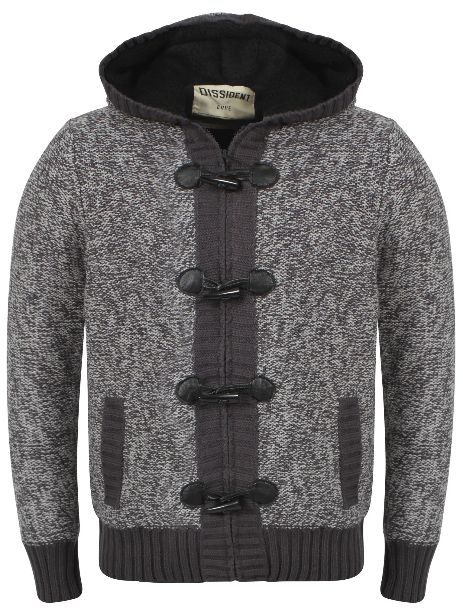 Men's Dissident Mike Hooded Cardigan in Charcoal / Light Grey Marl