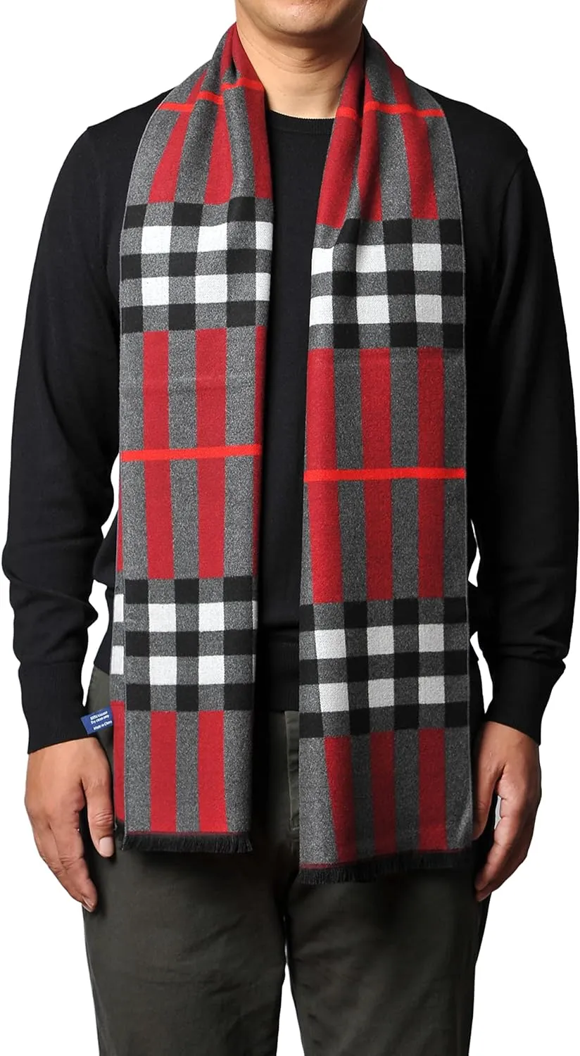 Men's Luxury Printed Grey Cashmere Feel Scarf