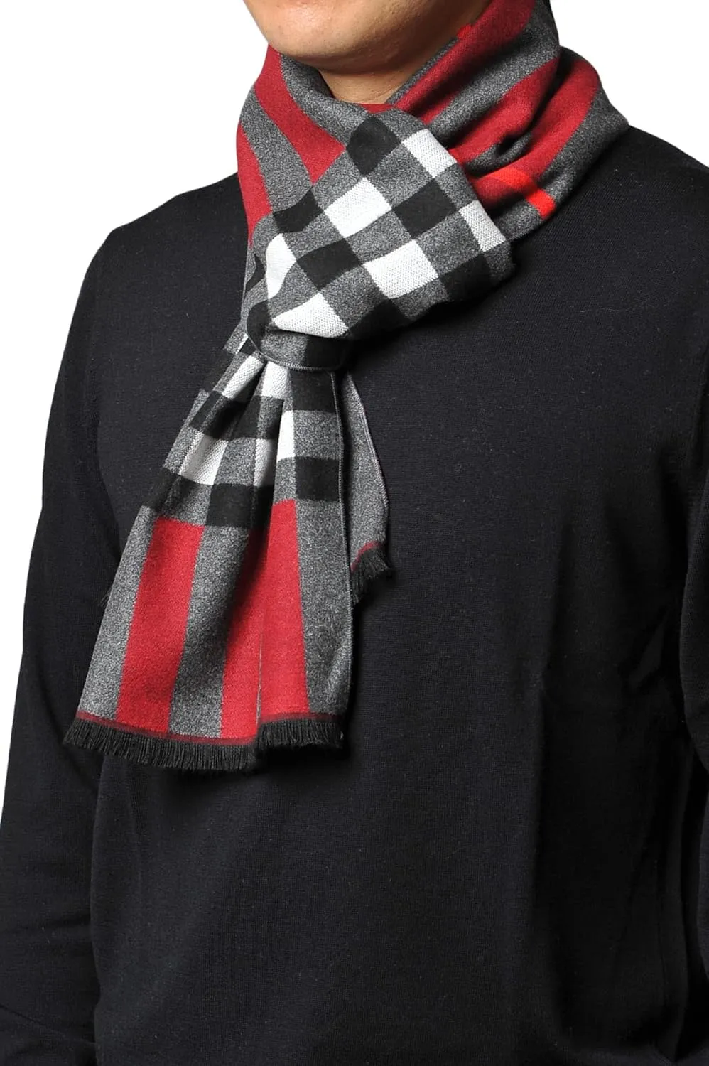 Men's Luxury Printed Grey Cashmere Feel Scarf