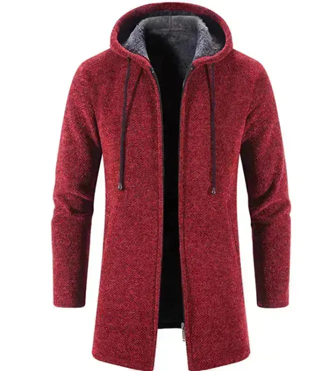 Men's Versatile Fleece-Lined Hoodie Cardigan