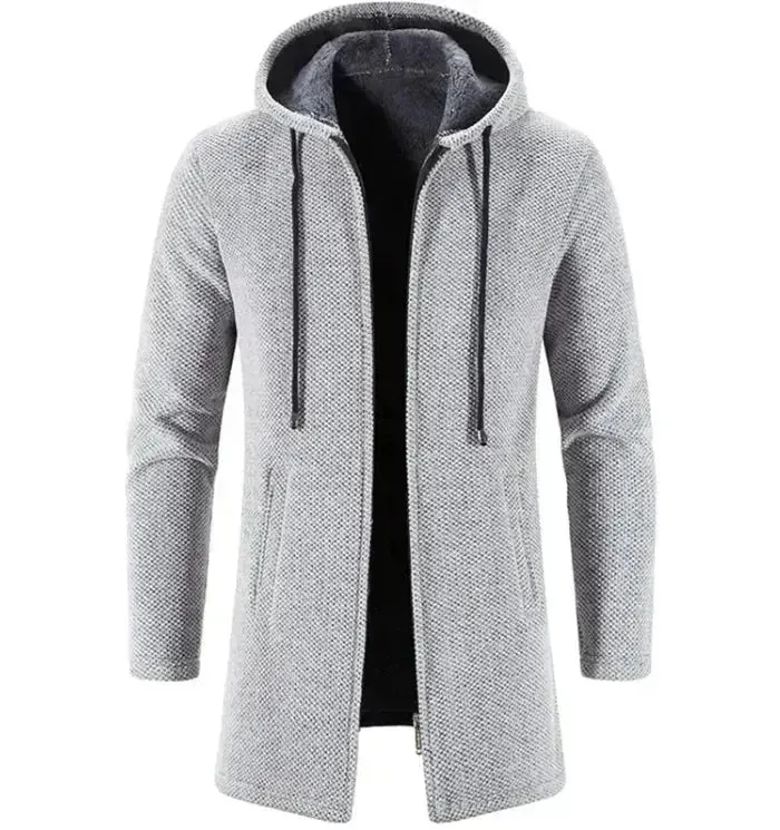 Men's Versatile Fleece-Lined Hoodie Cardigan