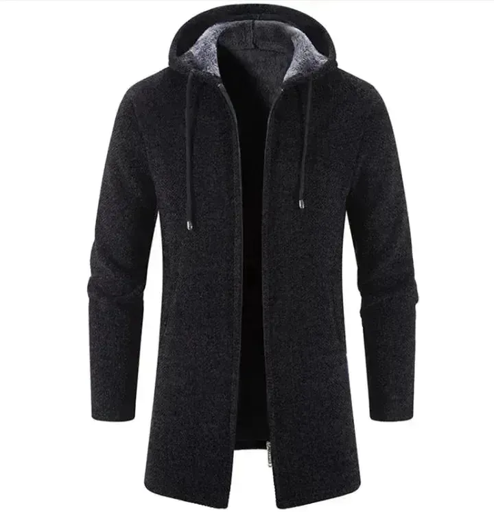 Men's Versatile Fleece-Lined Hoodie Cardigan