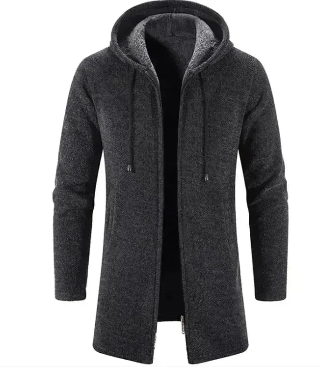 Men's Versatile Fleece-Lined Hoodie Cardigan