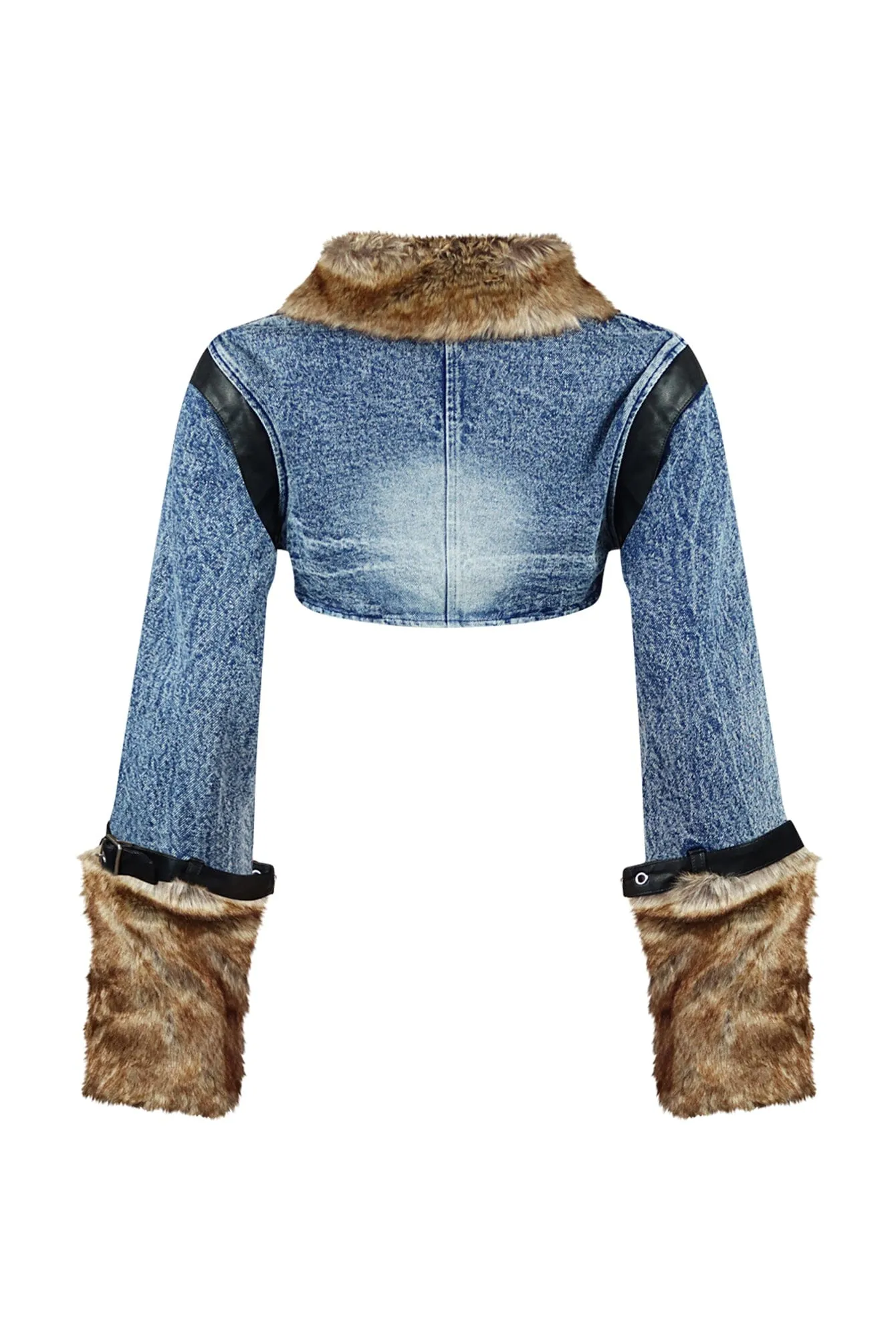 Messina Faux Fur Denim Crop Jacket