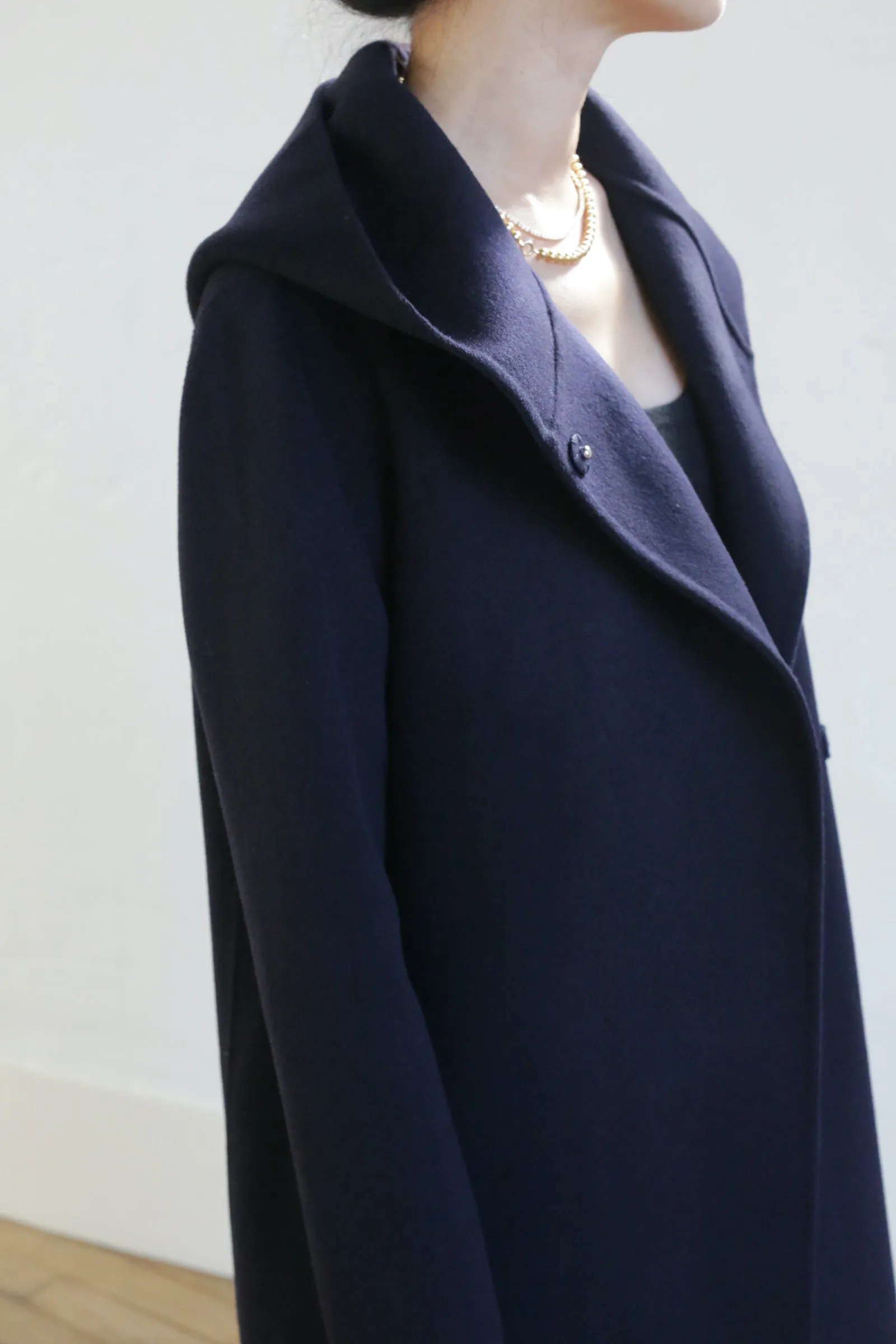 Mitchley Long Double-face Cashmere | Navy