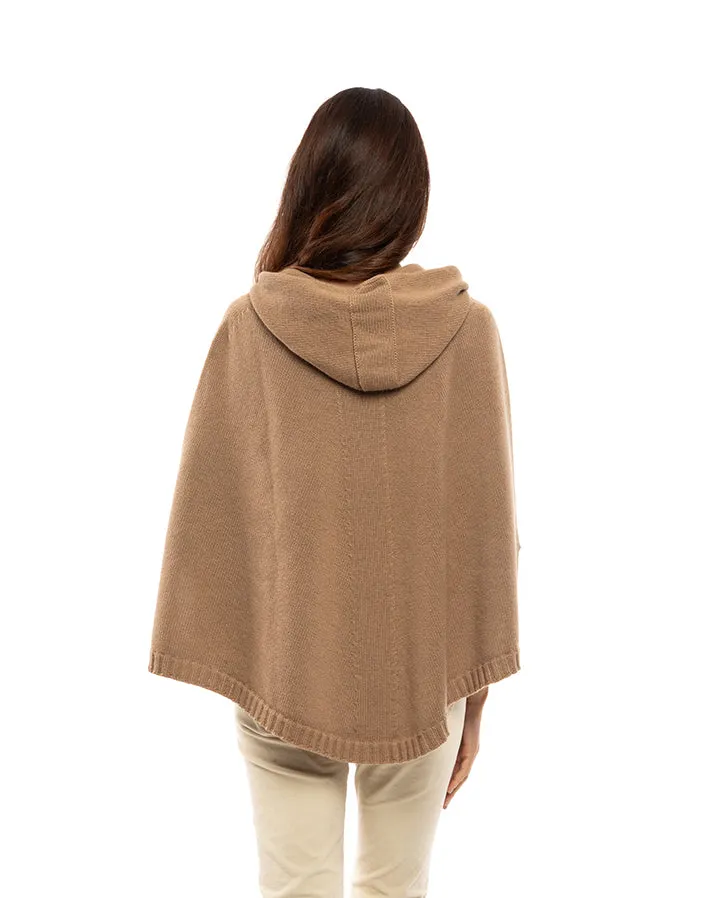 NEW FALL 24 - Pure Cashmere Hoodie Poncho Gray Melange