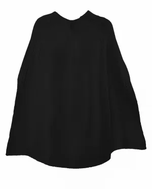 NEW FALL 24 - Women's Pure Cashmere Elegant Cable Knit Poncho Black