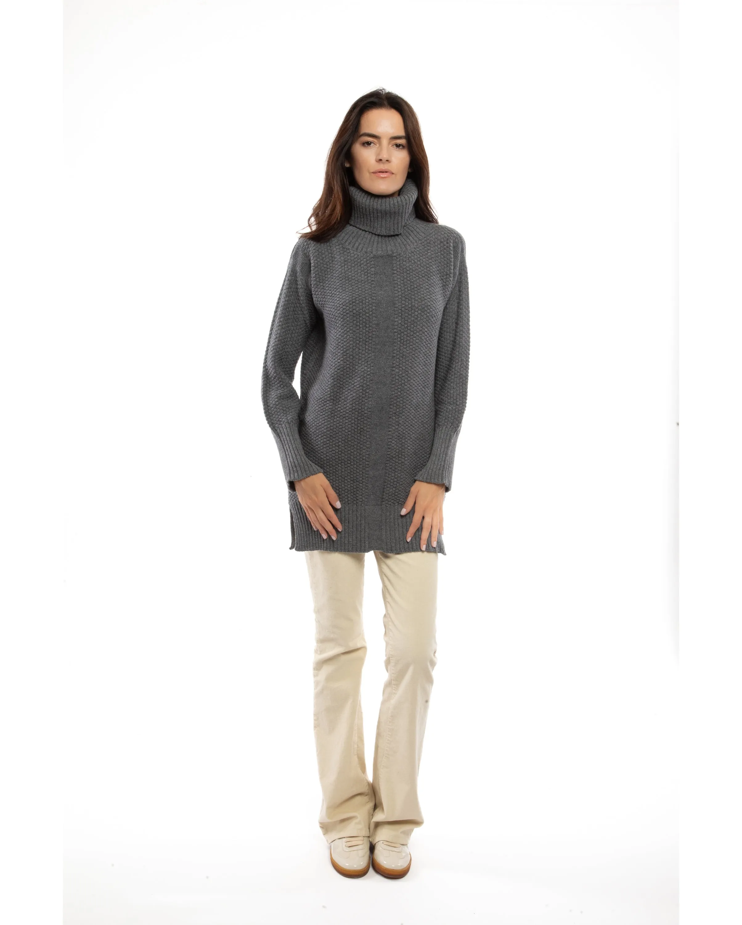 NEW FALL 24 - Women's Wool & Cashmere Maxi Turtleneck Night Blue