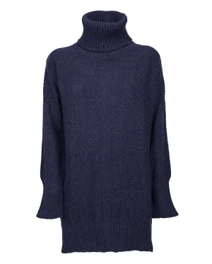 NEW FALL 24 - Women's Wool & Cashmere Maxi Turtleneck Night Blue