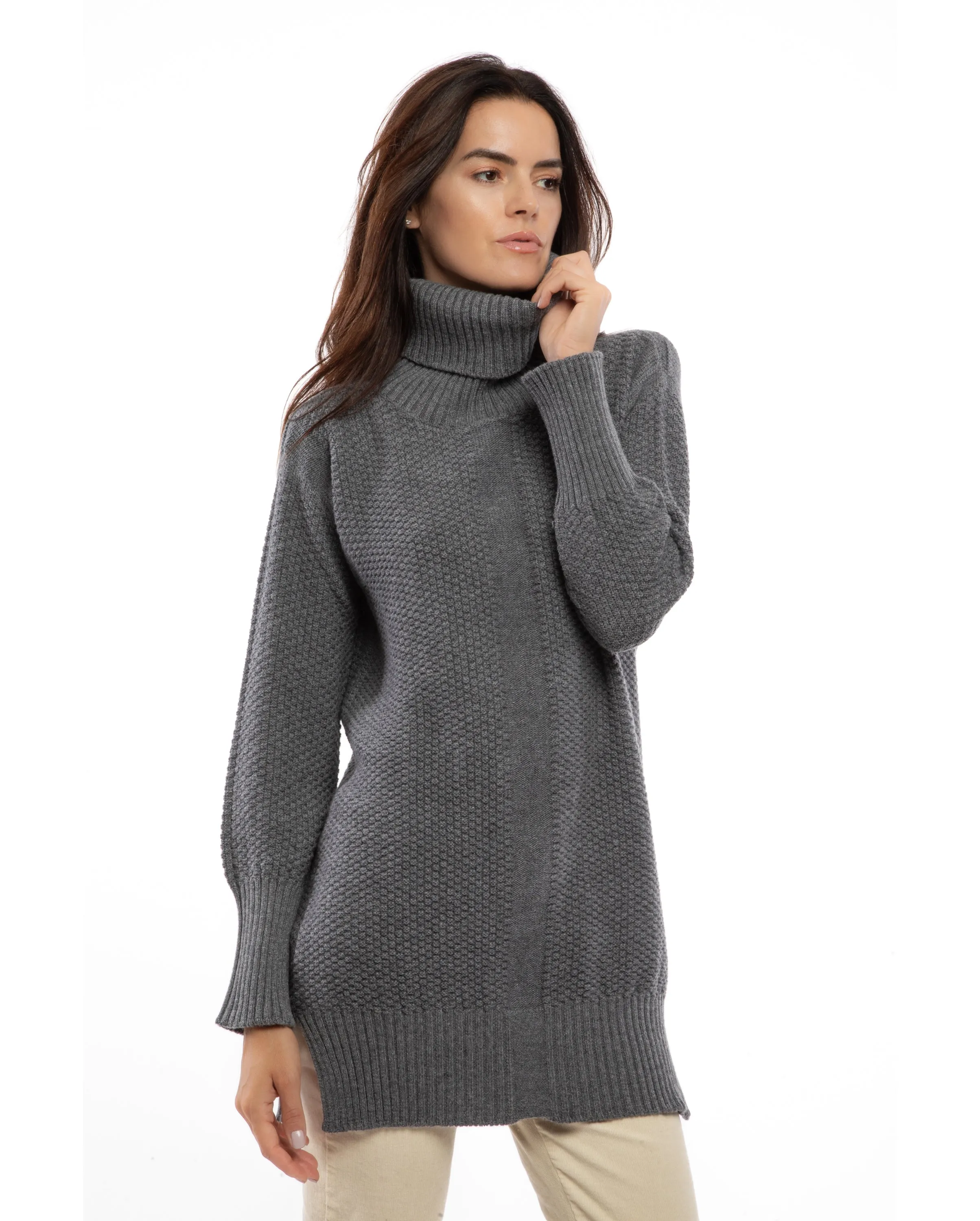 NEW FALL 24 - Women's Wool & Cashmere Maxi Turtleneck Night Blue