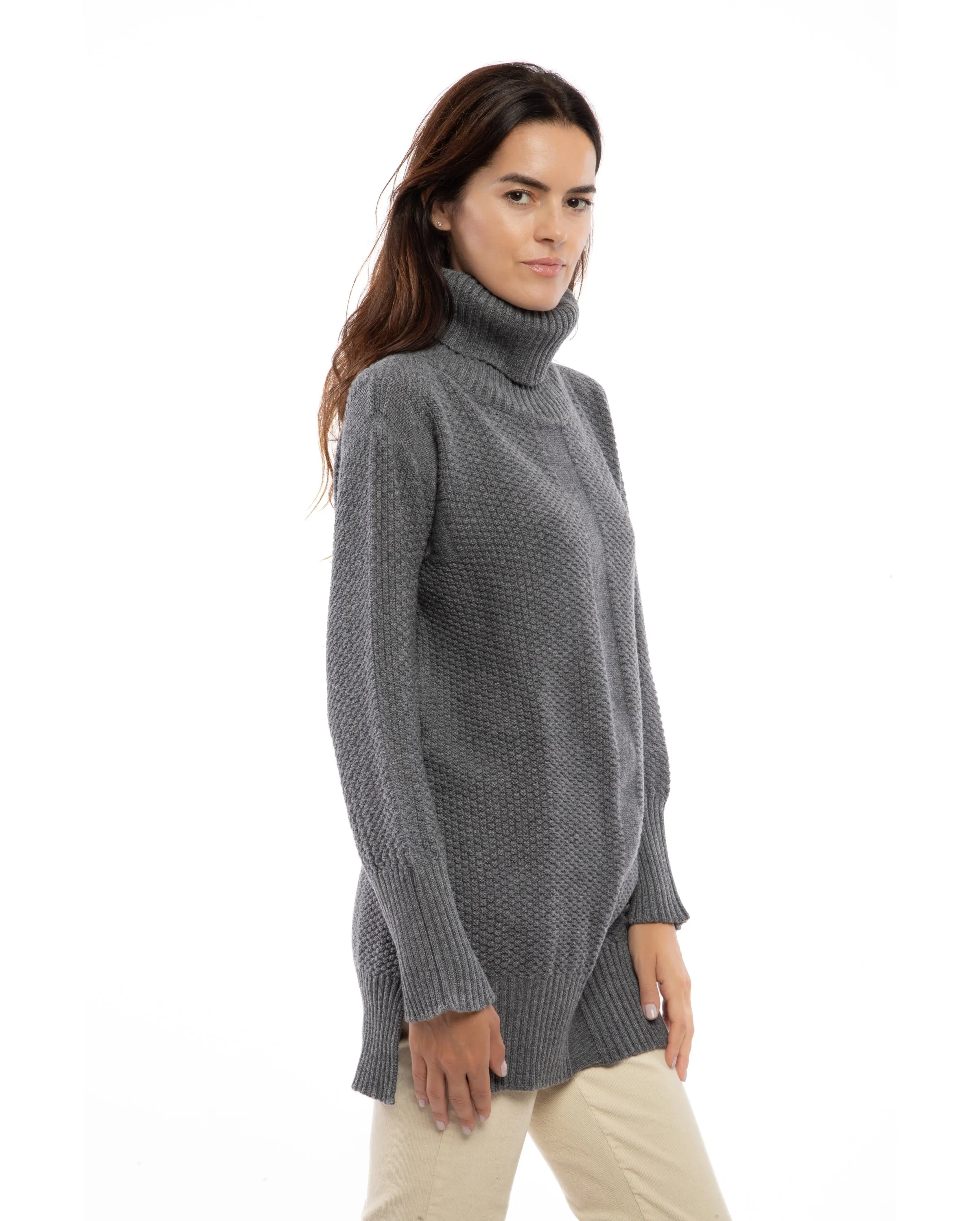 NEW FALL 24 - Women's Wool & Cashmere Maxi Turtleneck Night Blue