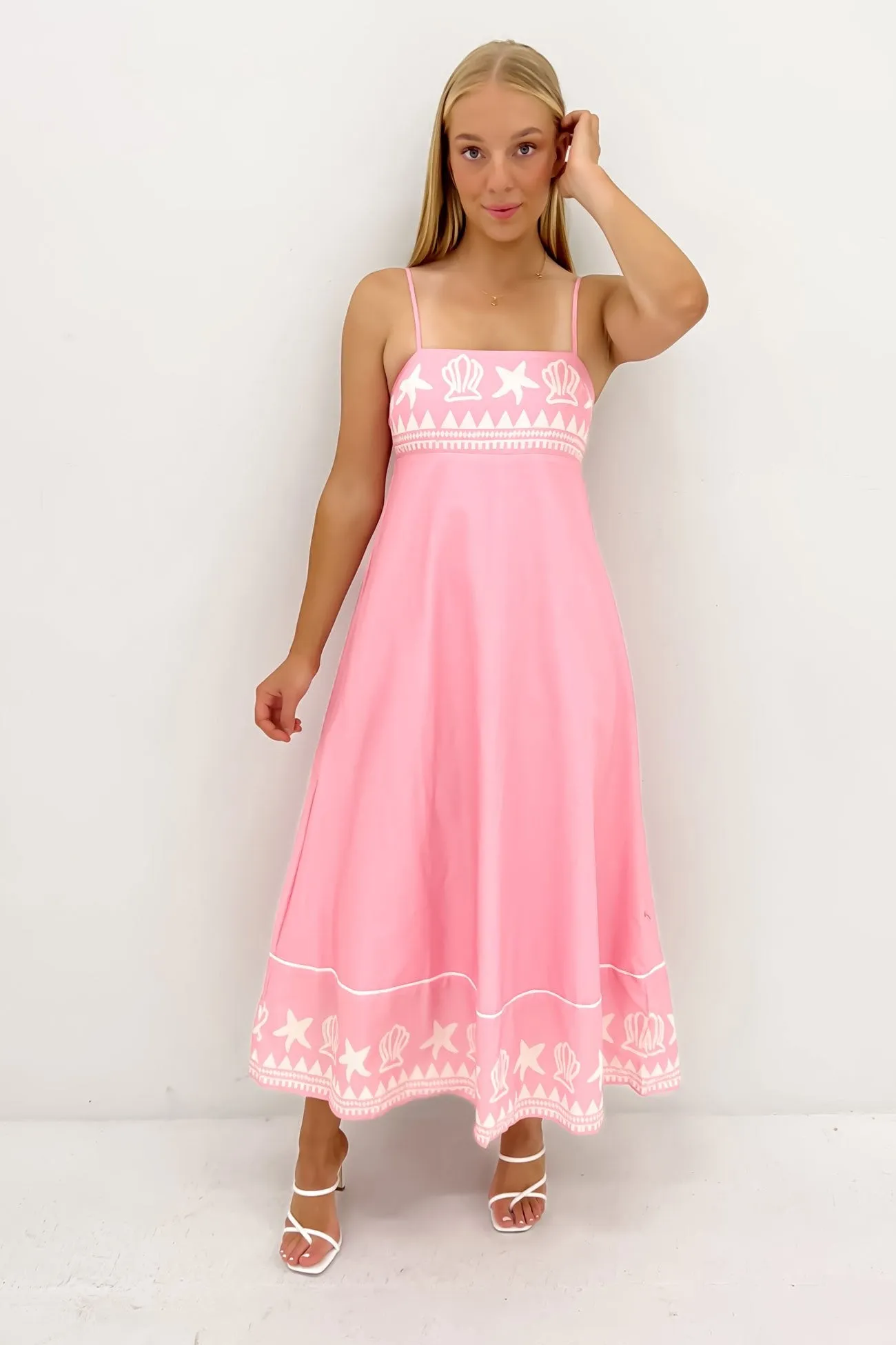 Noelle Midi Dress Pink Shell