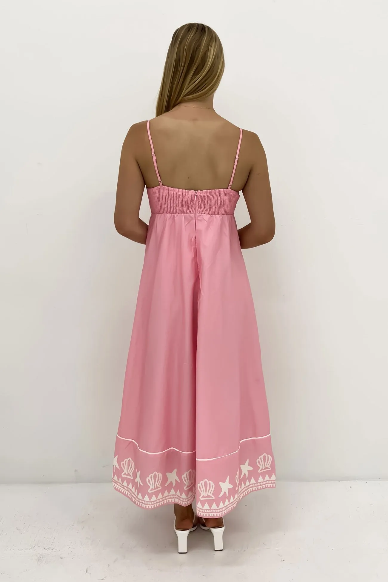 Noelle Midi Dress Pink Shell