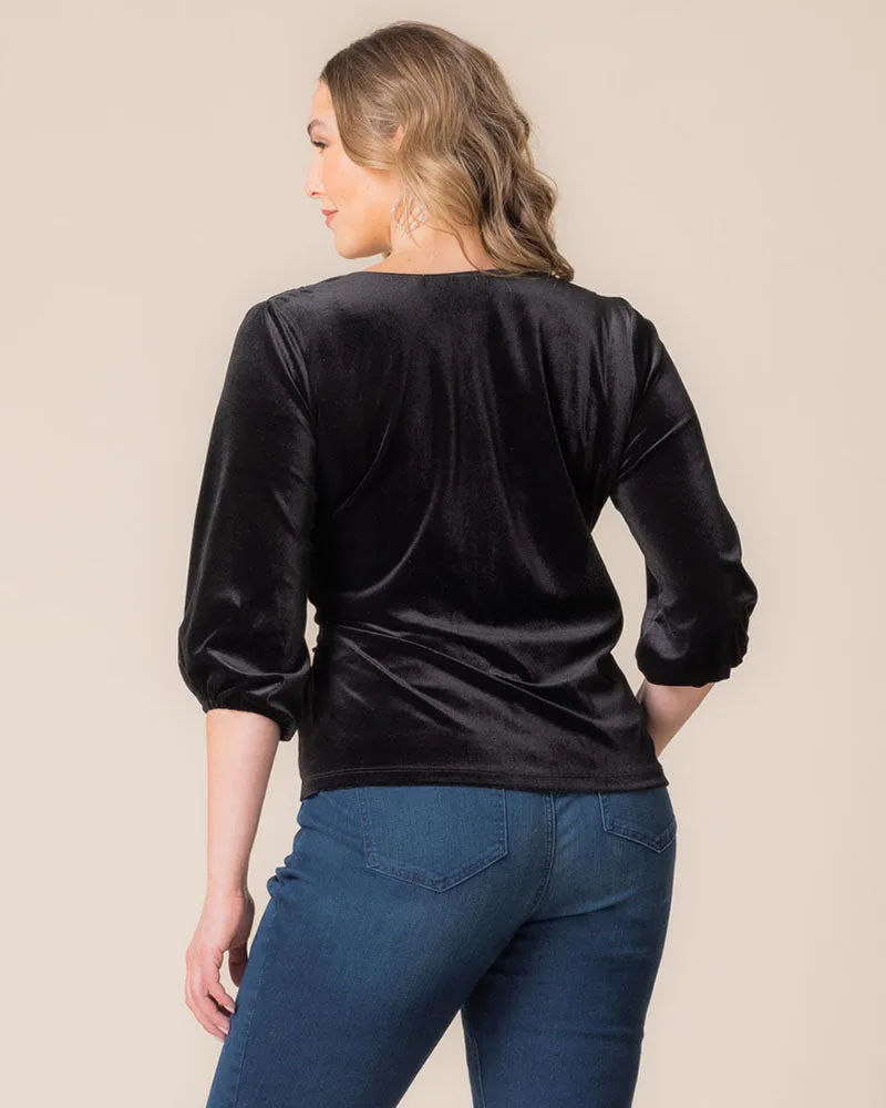 Odette Velvet Faux Wrap Top