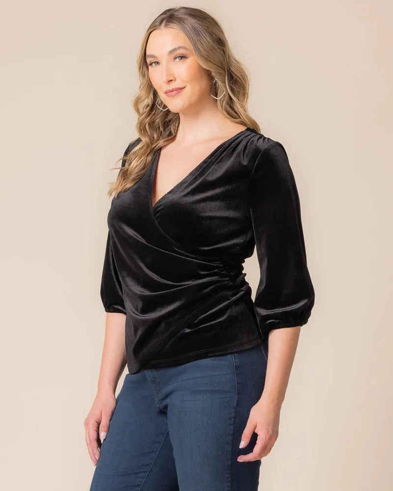 Odette Velvet Faux Wrap Top