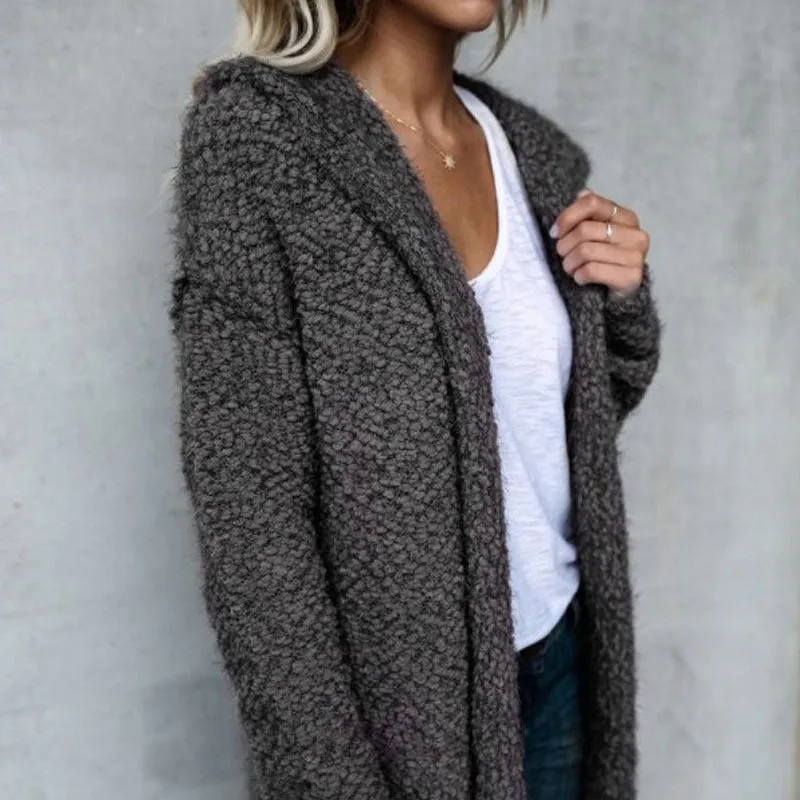 On Replay Fleece Open Front Long Hooded Cardigan