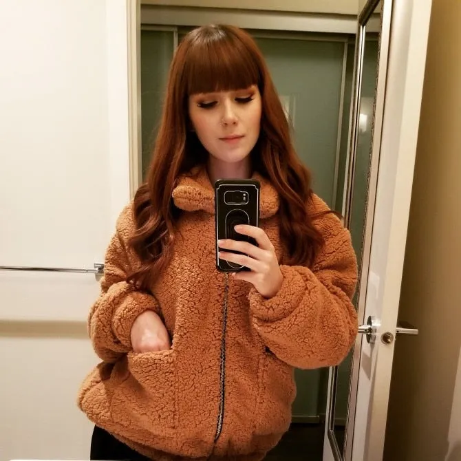 Oversized Teddy Bear Zipup Jacket - Camel