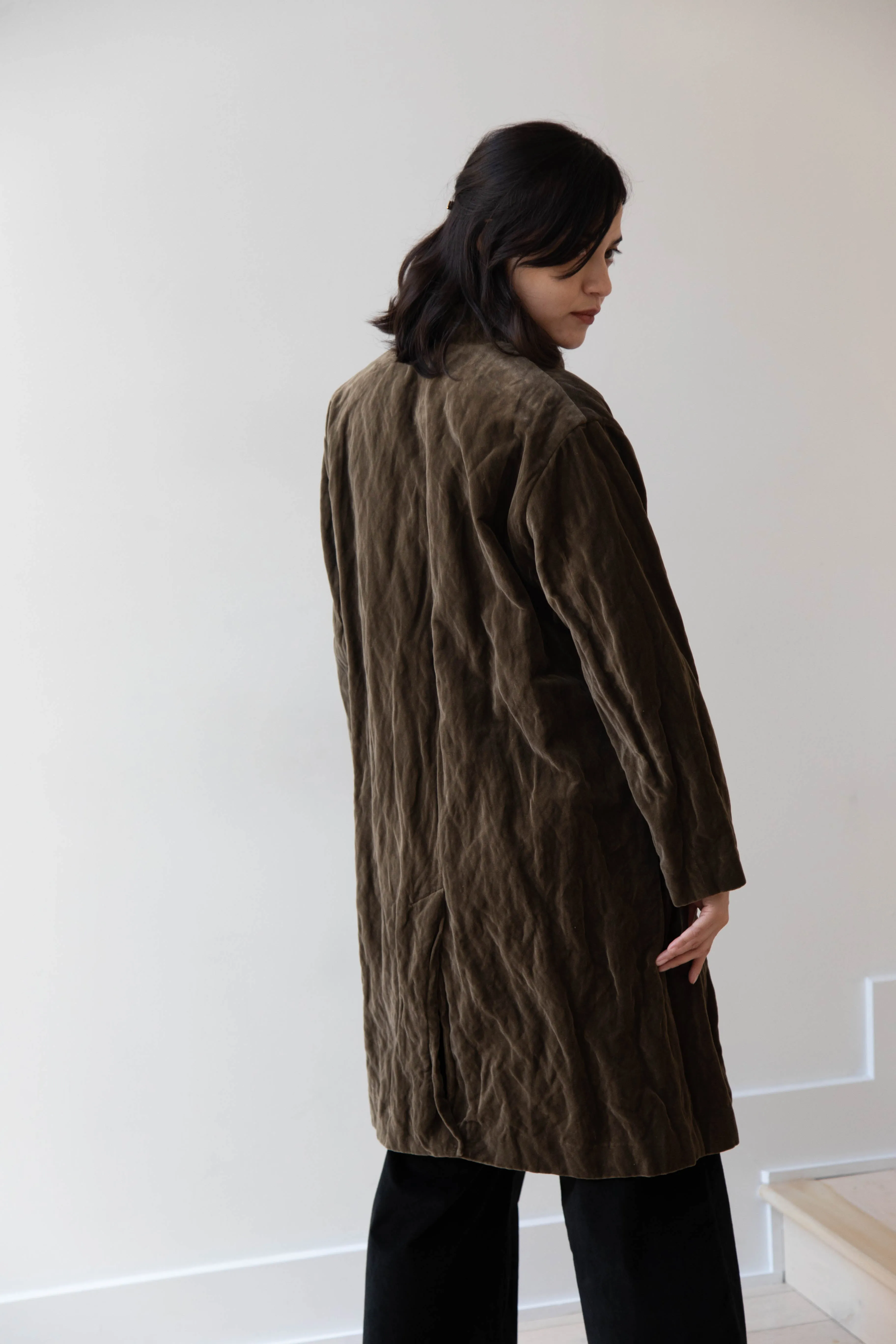 Pas de Calais | Velvet Coat in Khaki