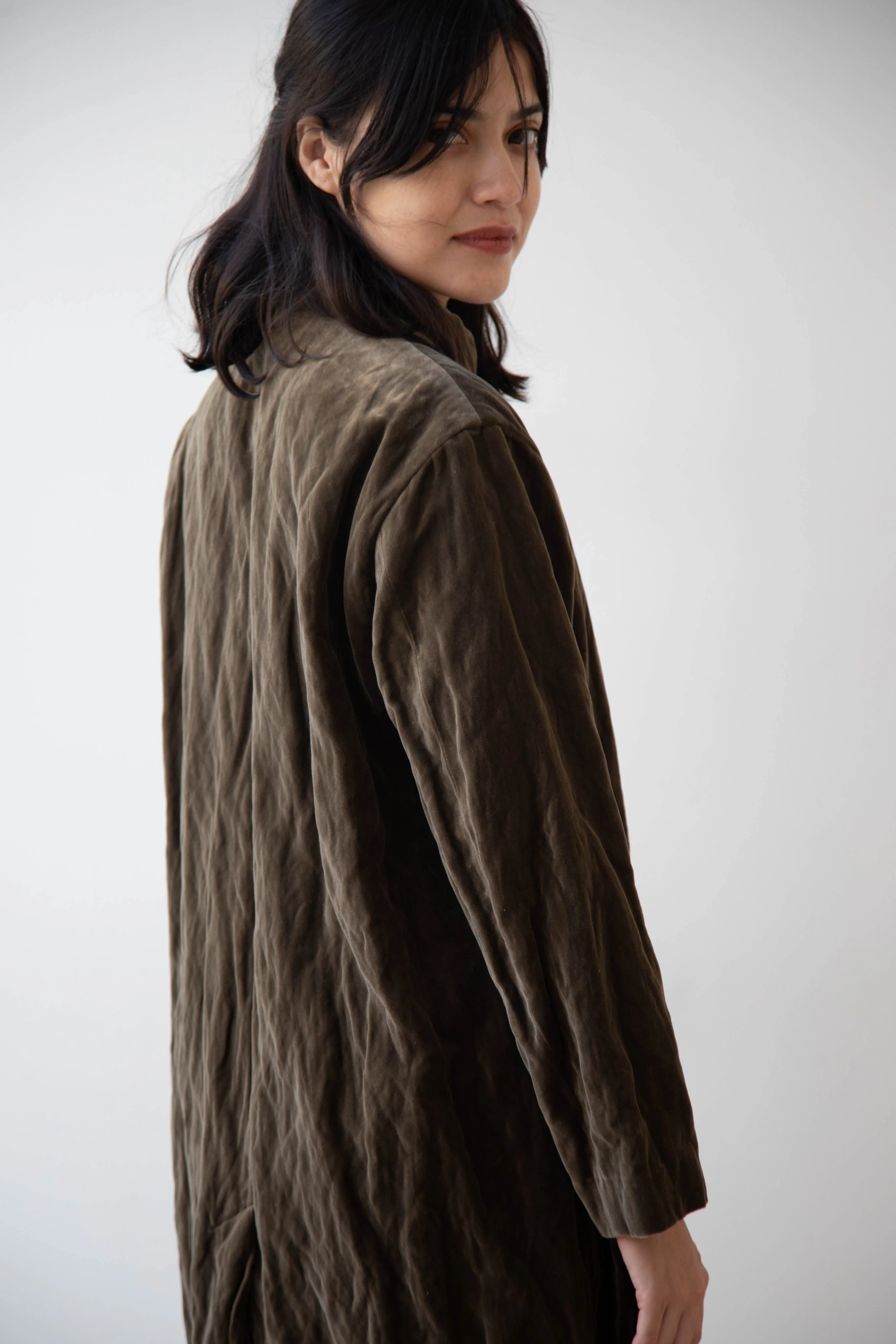 Pas de Calais | Velvet Coat in Khaki