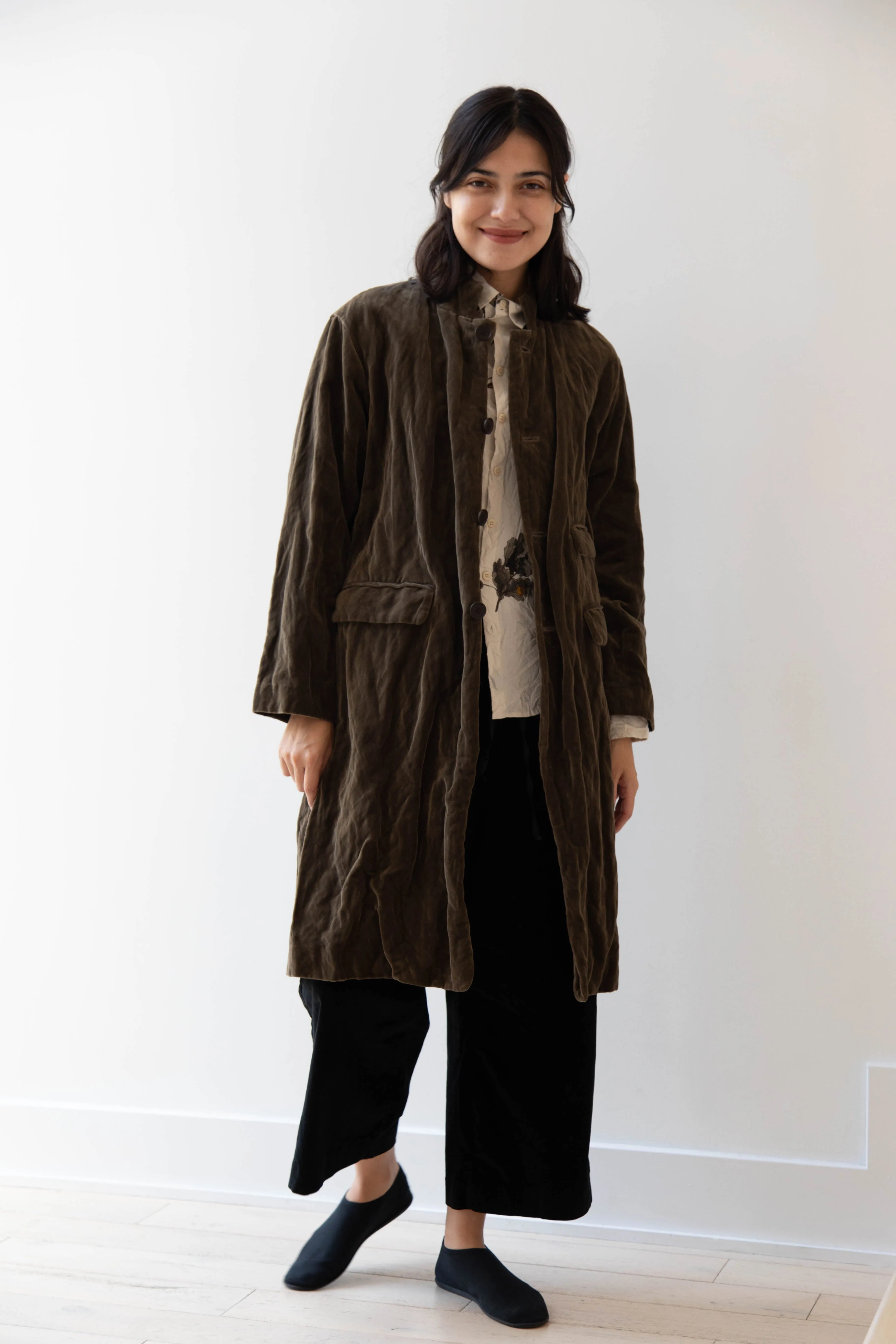 Pas de Calais | Velvet Coat in Khaki