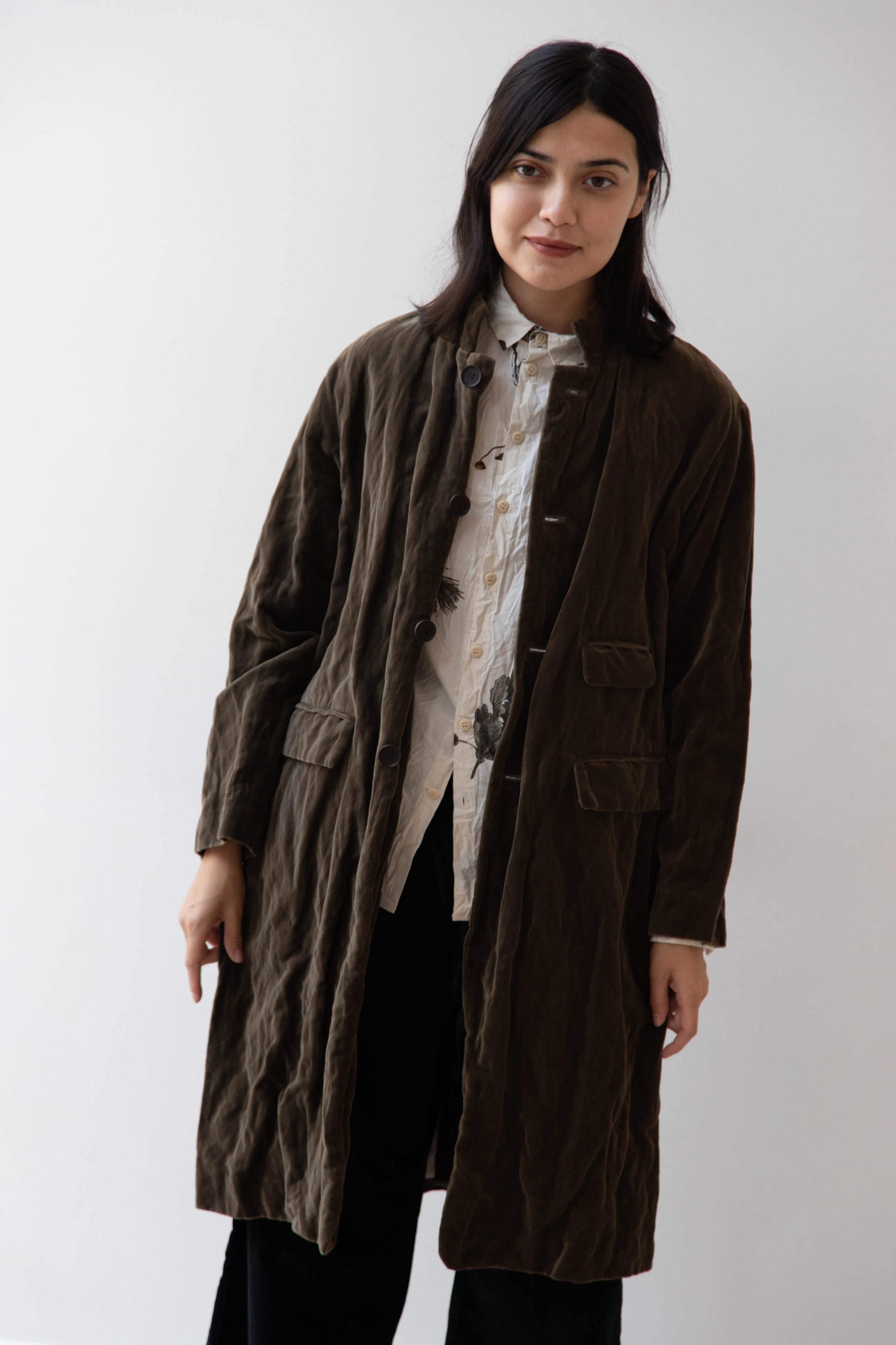 Pas de Calais | Velvet Coat in Khaki