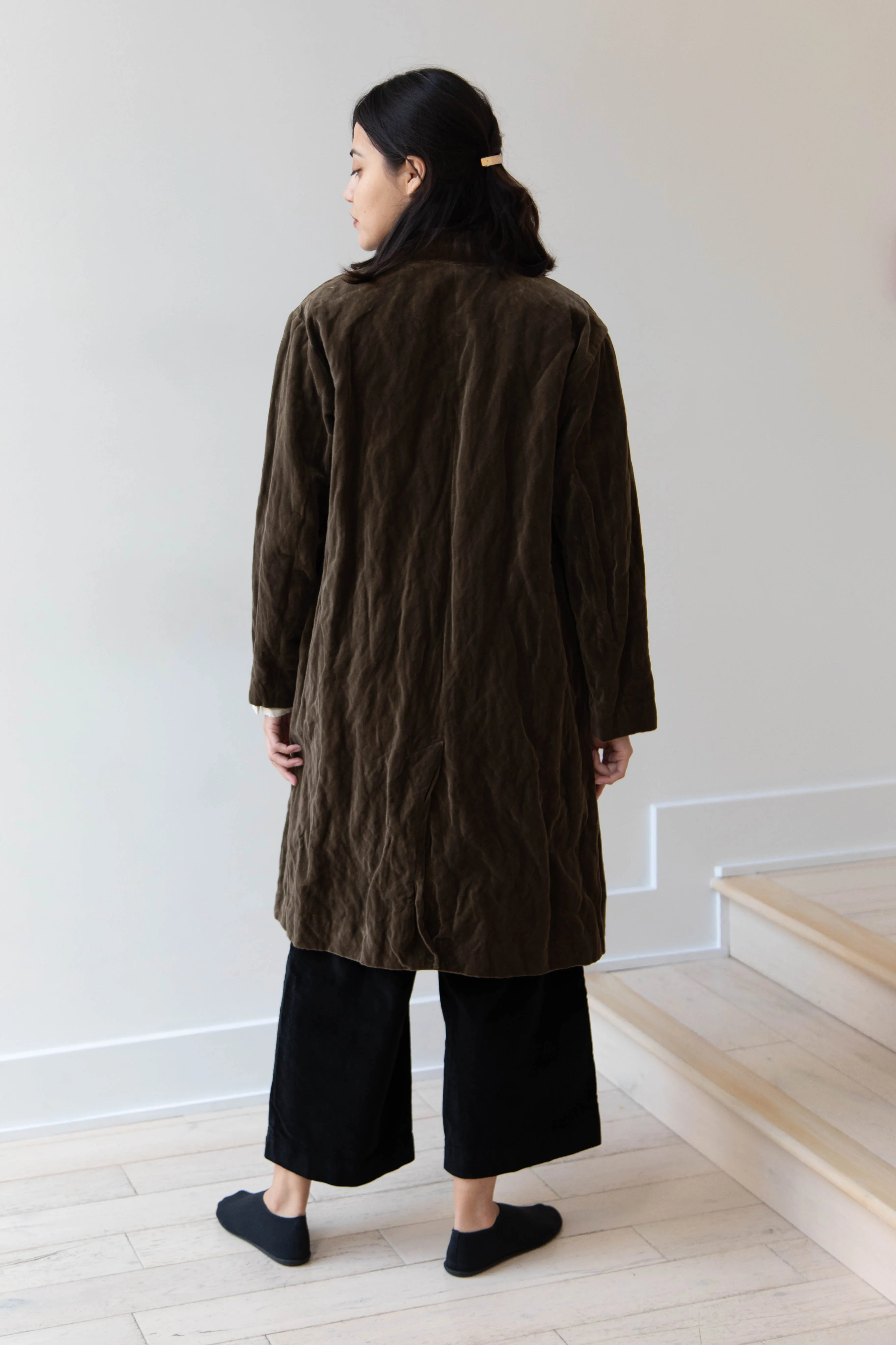 Pas de Calais | Velvet Coat in Khaki