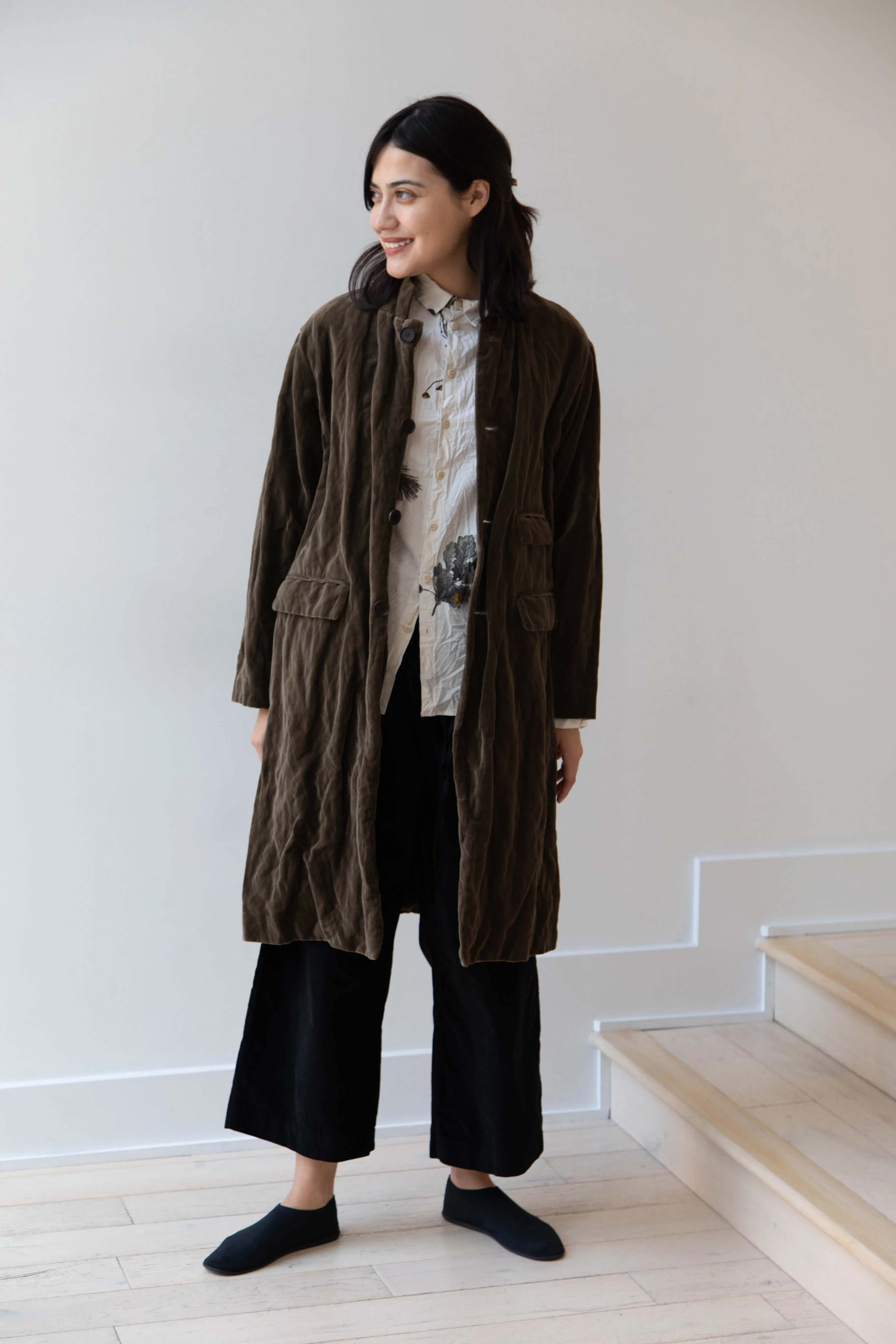 Pas de Calais | Velvet Coat in Khaki