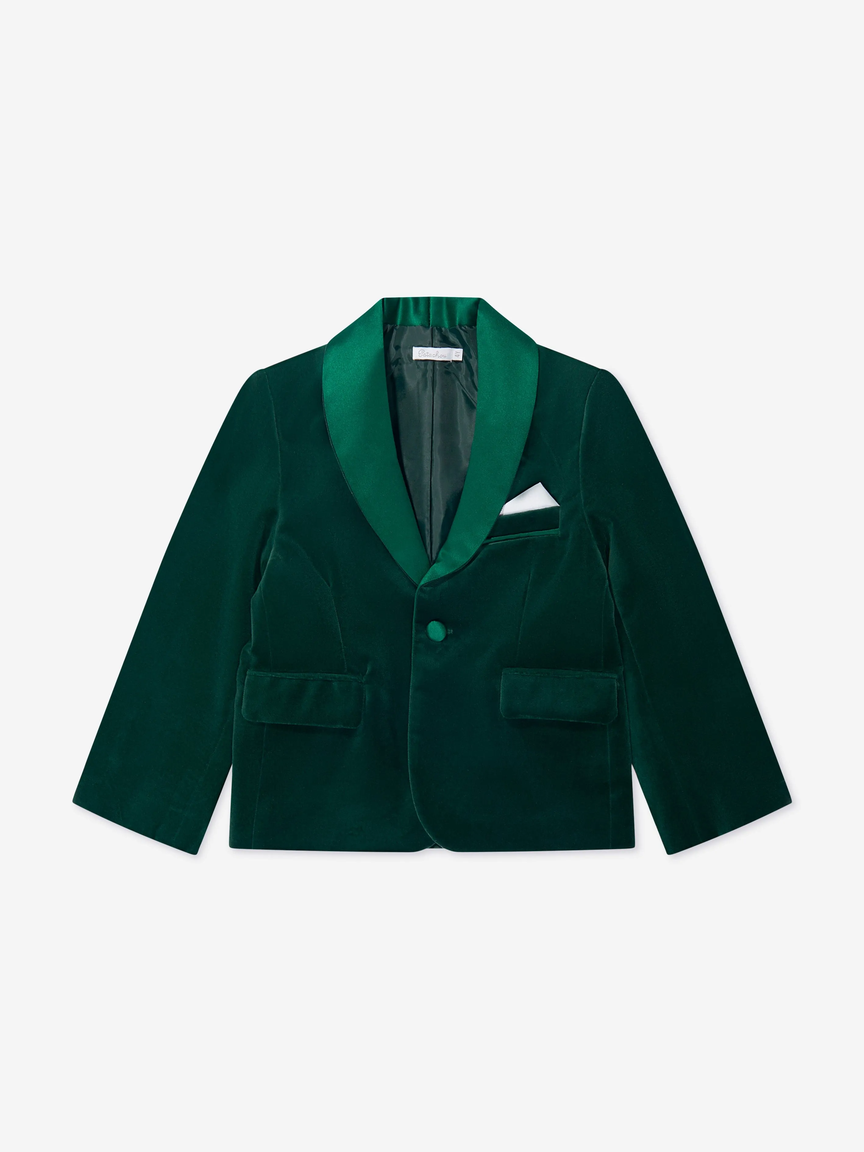 Patachou Boys Velvet Blazer in Green