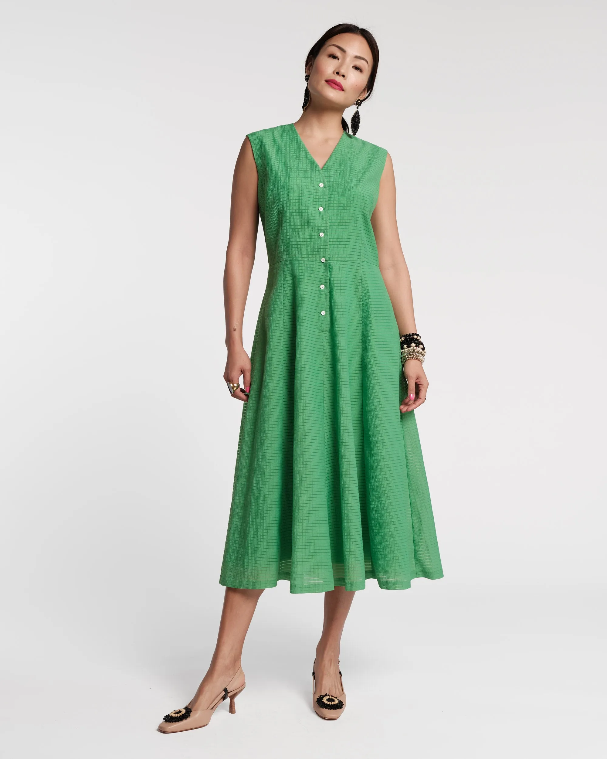 Peggy Midi Dress Set Cotton Green