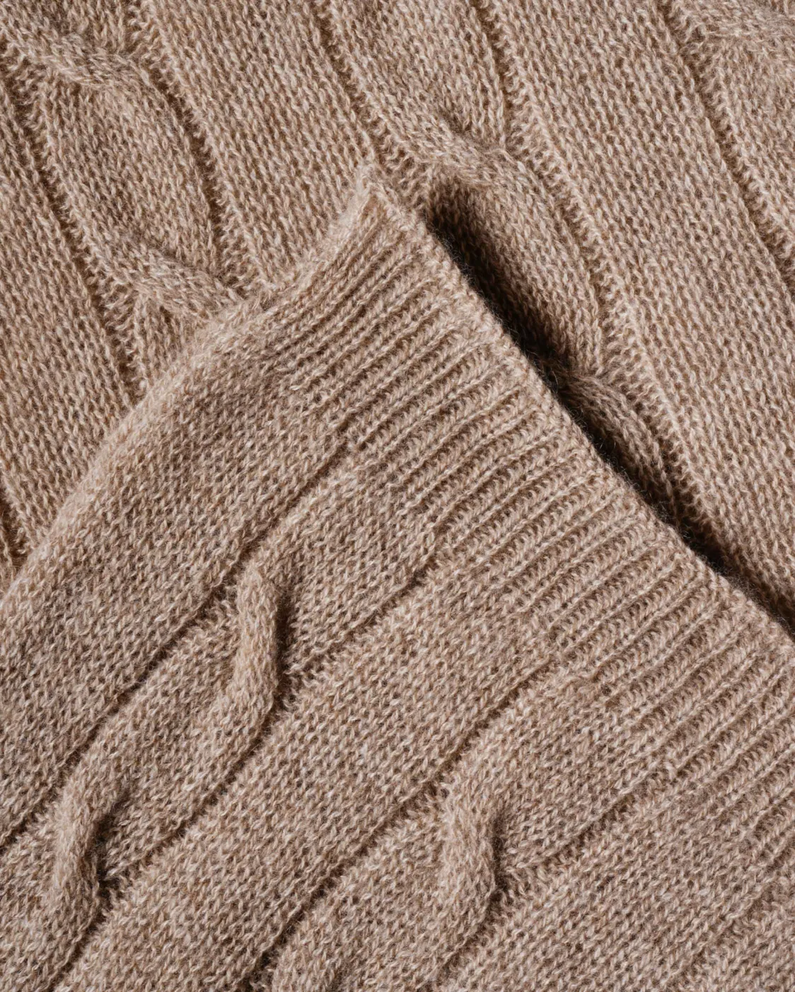 Pure Cashmere Cable Knit Poncho Taupe