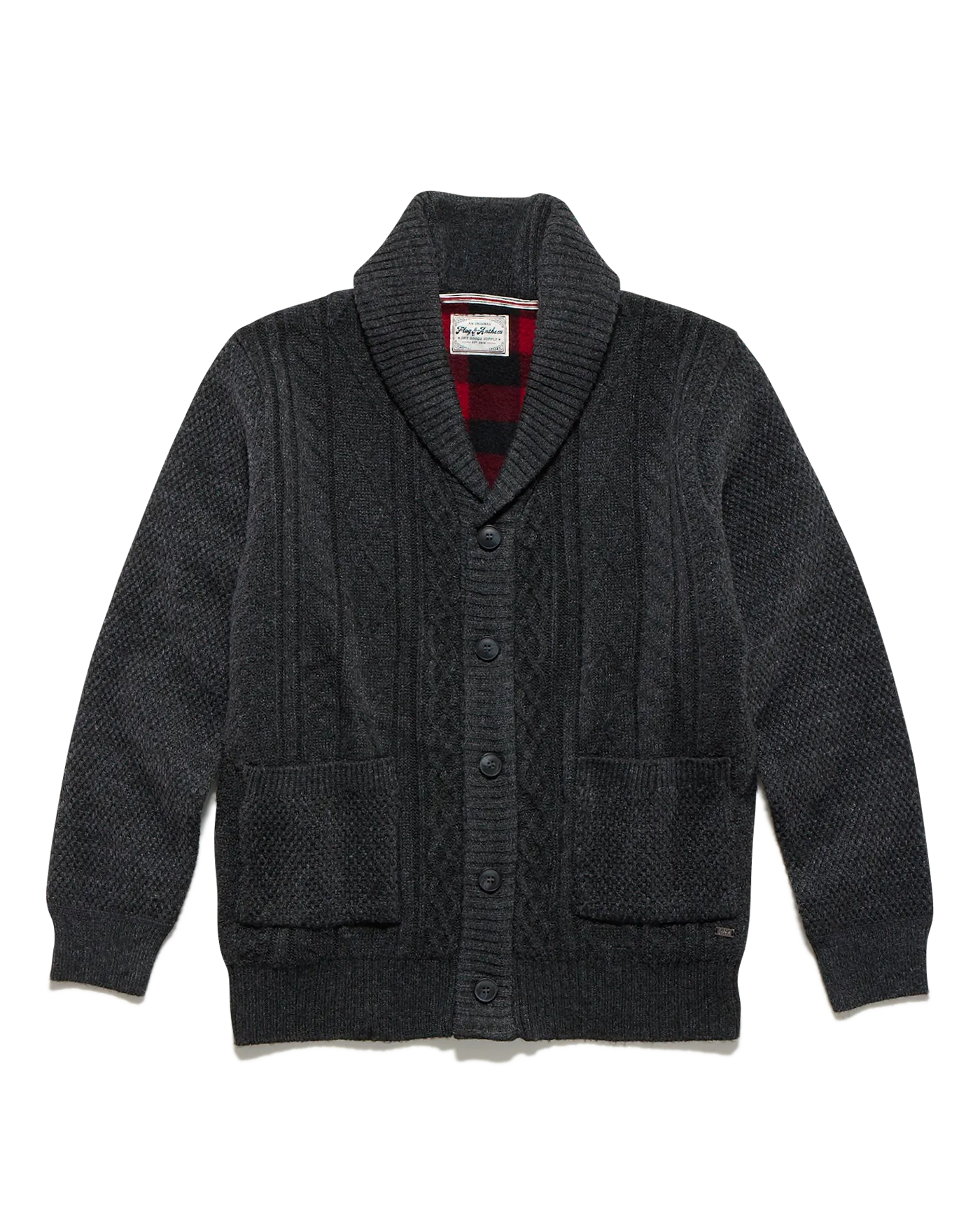 RHINELAND FLEECE-LINED SHAWL COLLAR CARDIGAN