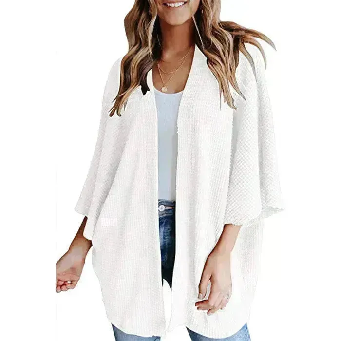 Short Sleeve Waffle Gerson Winter Fleece Women's Cardigan