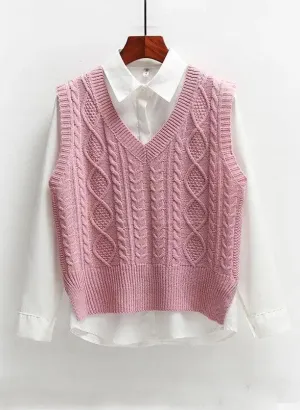 Solid Short Trendy Korean Knitted Vest