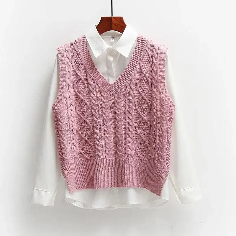 Solid Short Trendy Korean Knitted Vest