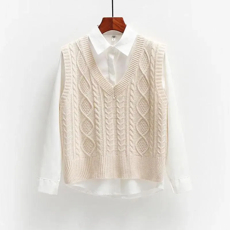 Solid Short Trendy Korean Knitted Vest