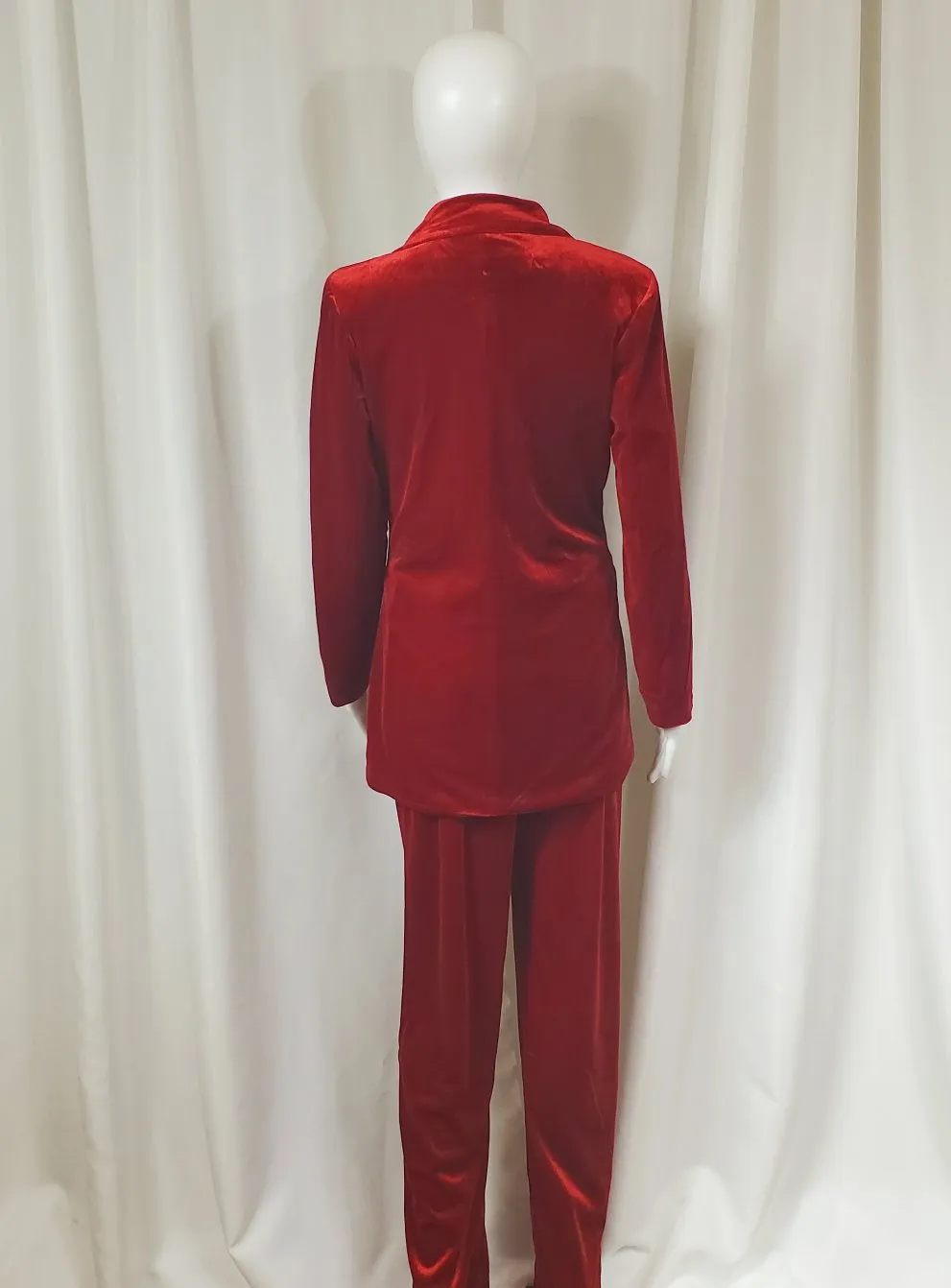 SP Curves-Velvet Pants Suit (Cranberry)