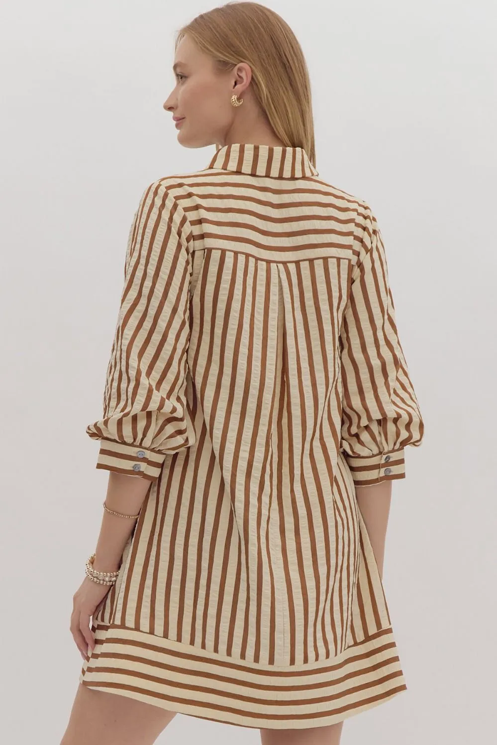 Striped Seersucker Pullover Mini Dress