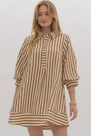 Striped Seersucker Pullover Mini Dress