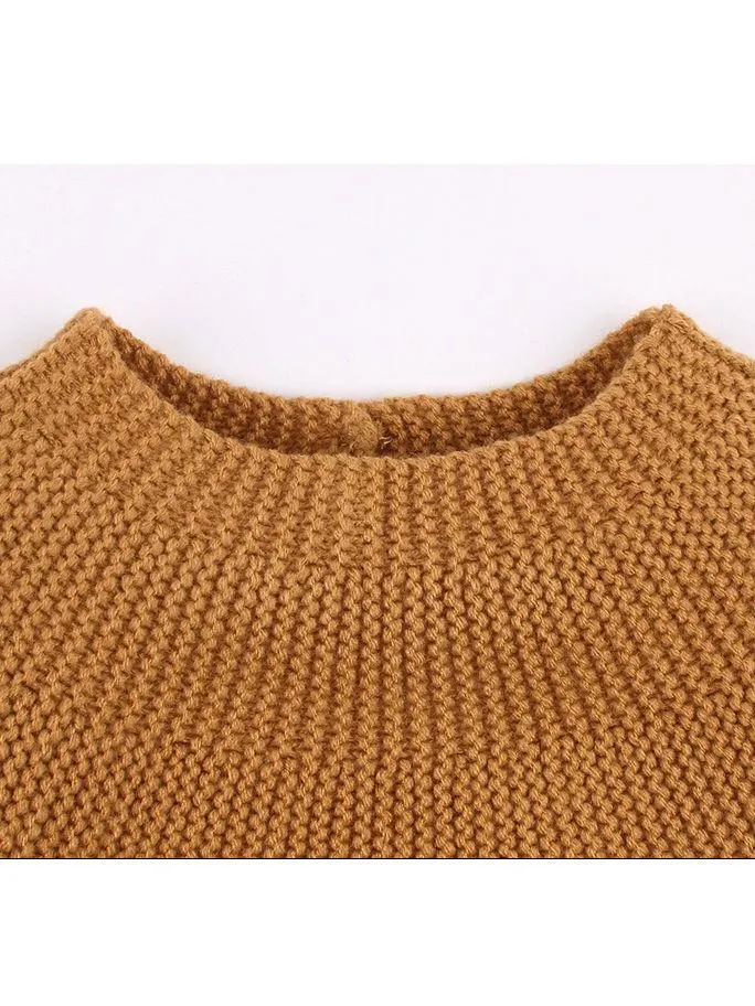 Stylish Solid Color Knitted Sweater