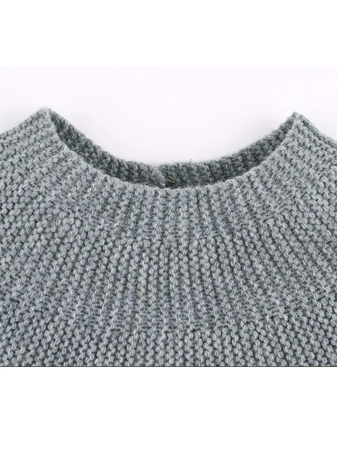 Stylish Solid Color Knitted Sweater