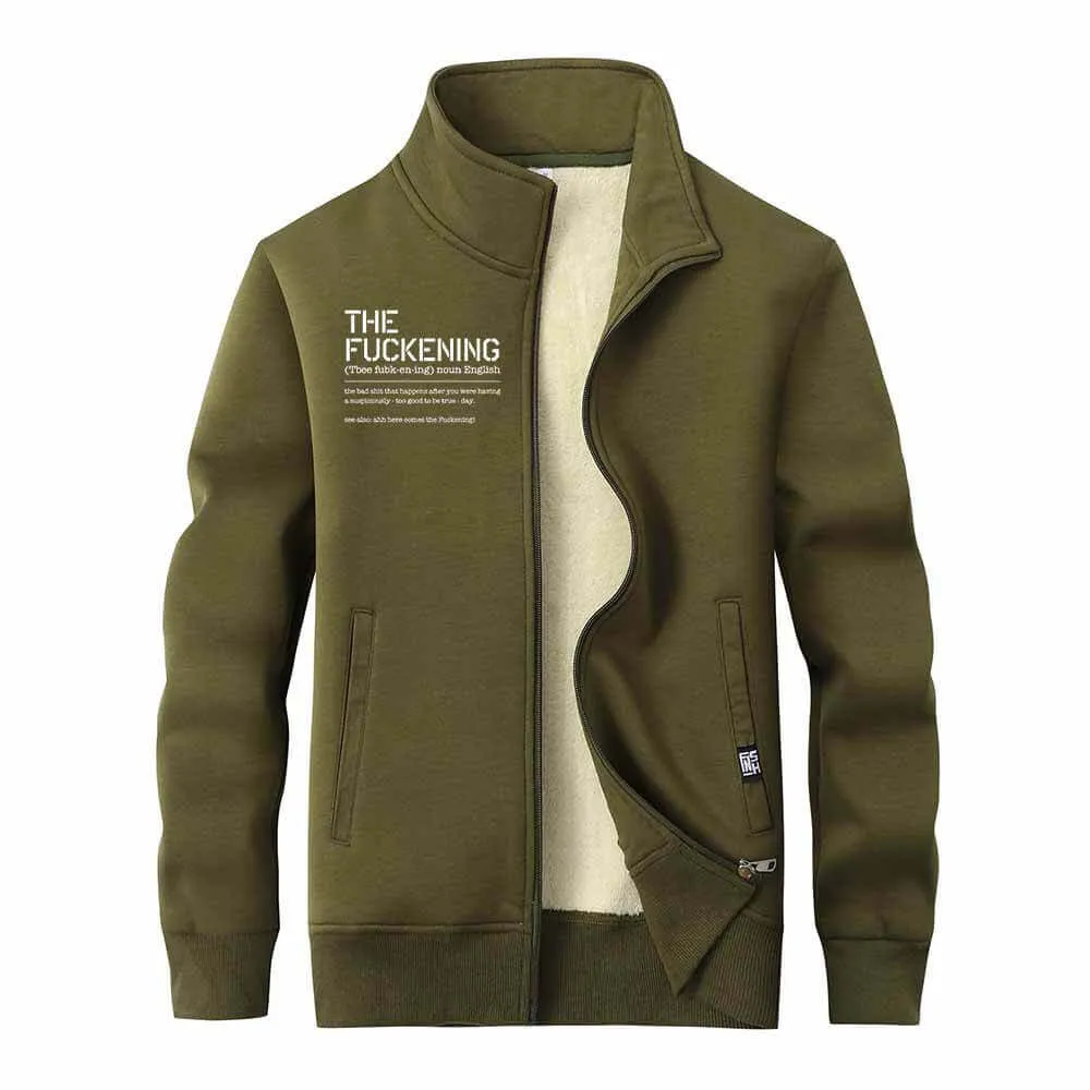 The Fuckening Stand Collar Zip Fleece Cardigan